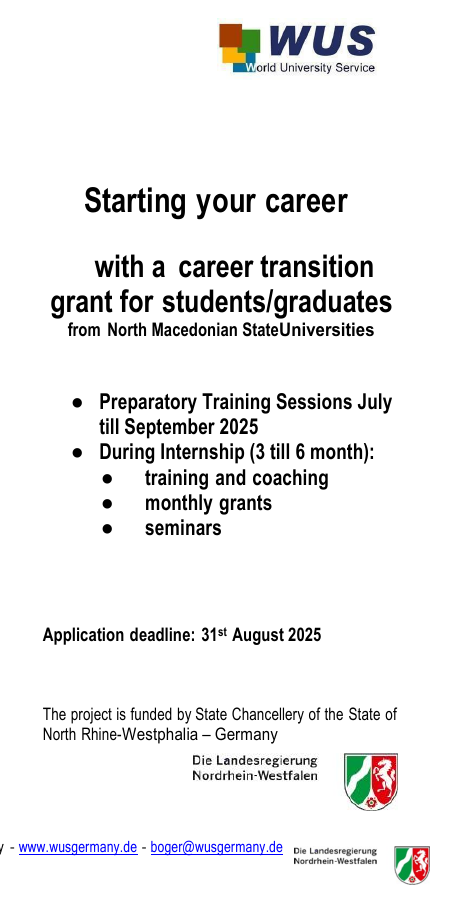 Starting your career in Macedonia - Term September 2025 till June 2026