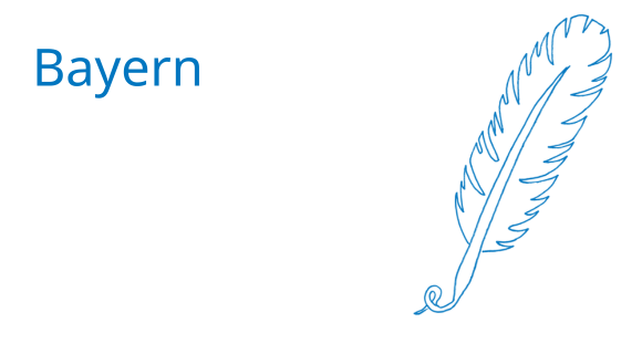 Stilisierte Feder mit danebenstehendem Schriftzug "Bayern"
