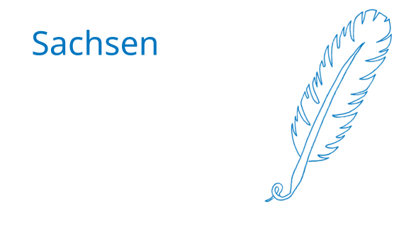 Stilisierte Feder mit danebenstehendem Schriftzug "Sachsen"