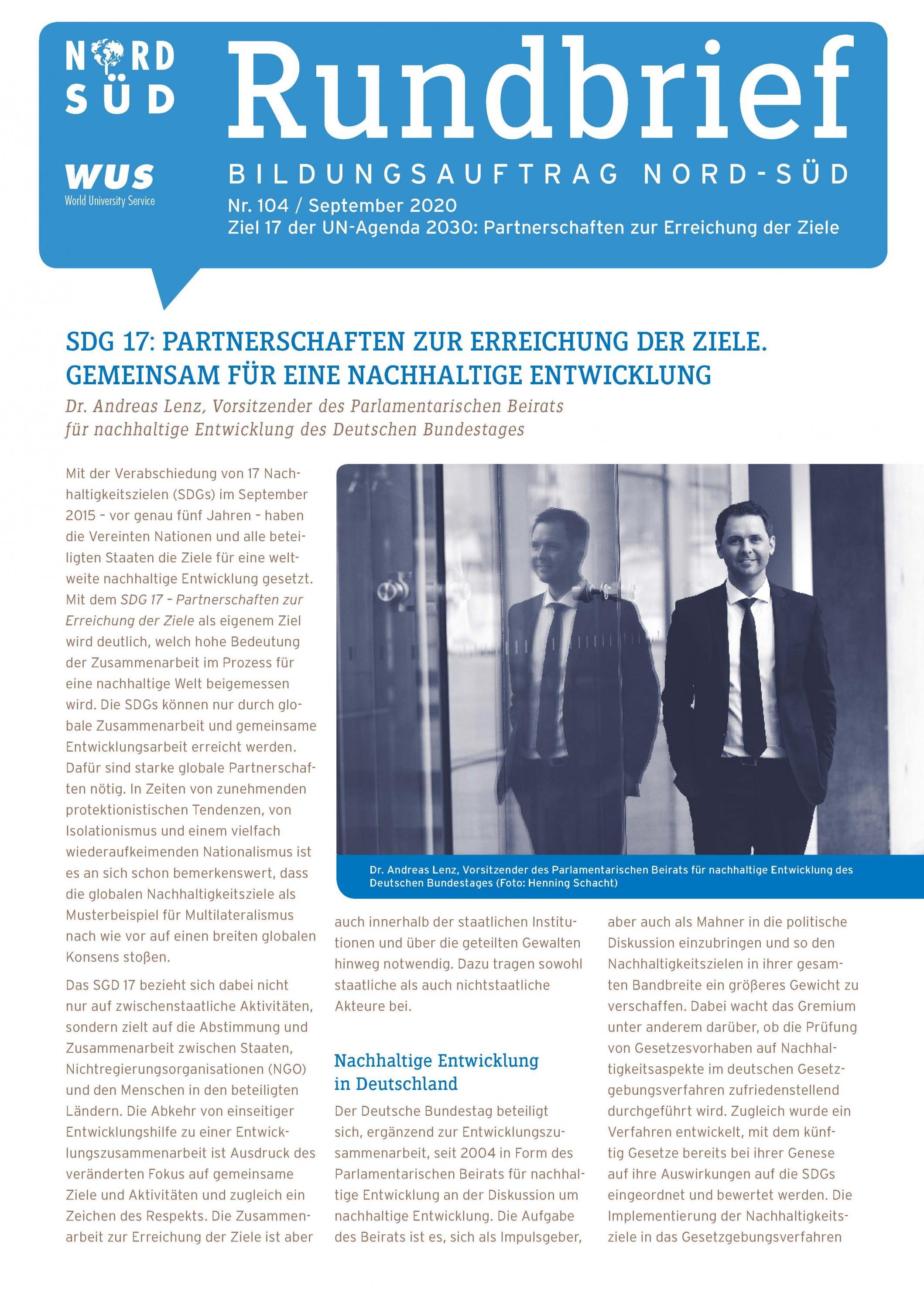 Cover des Rundbriefs Bildungsauftrag Nord-Süd Nr. 104