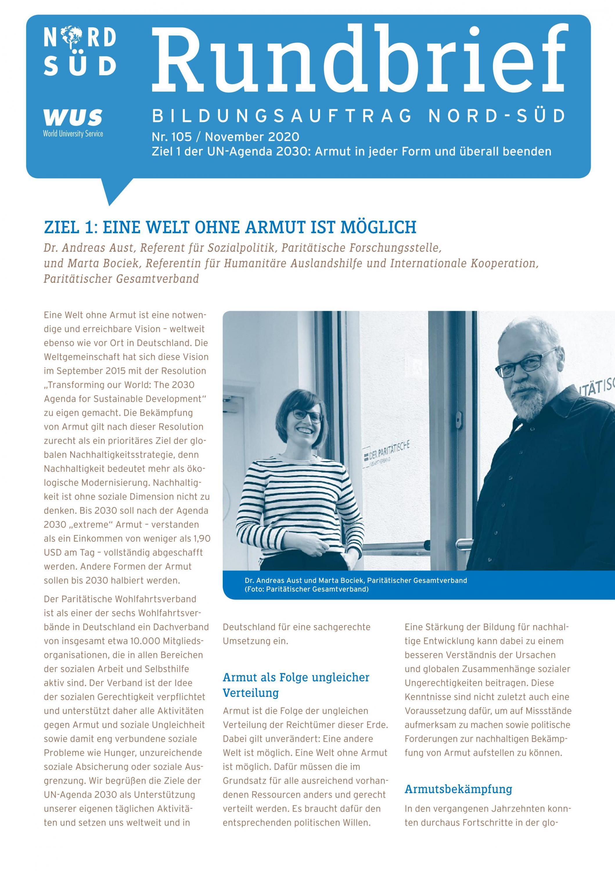 Cover des Rundbriefs Bildungsauftrag Nord-Süd Nr. 105