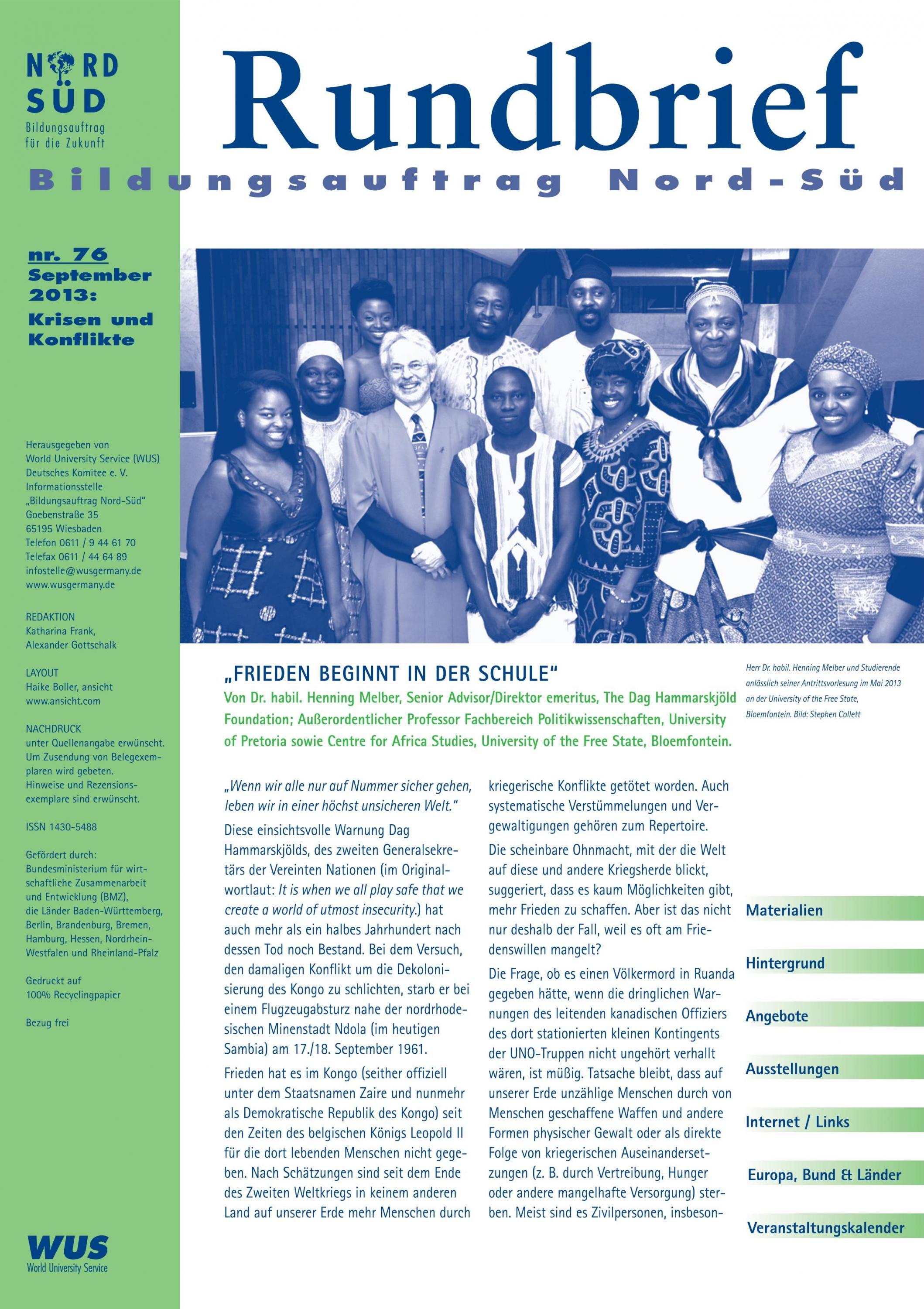 Cover des Rundbriefs Bildungsauftrag Nord-Süd Nr. 76