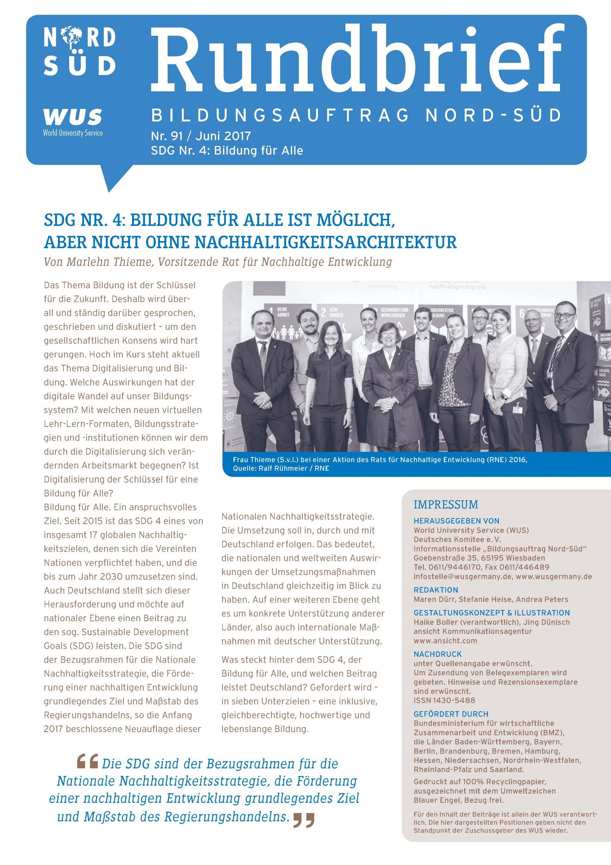 Cover des Rundbriefs Bildungsauftrag Nord-Süd Nr. 91