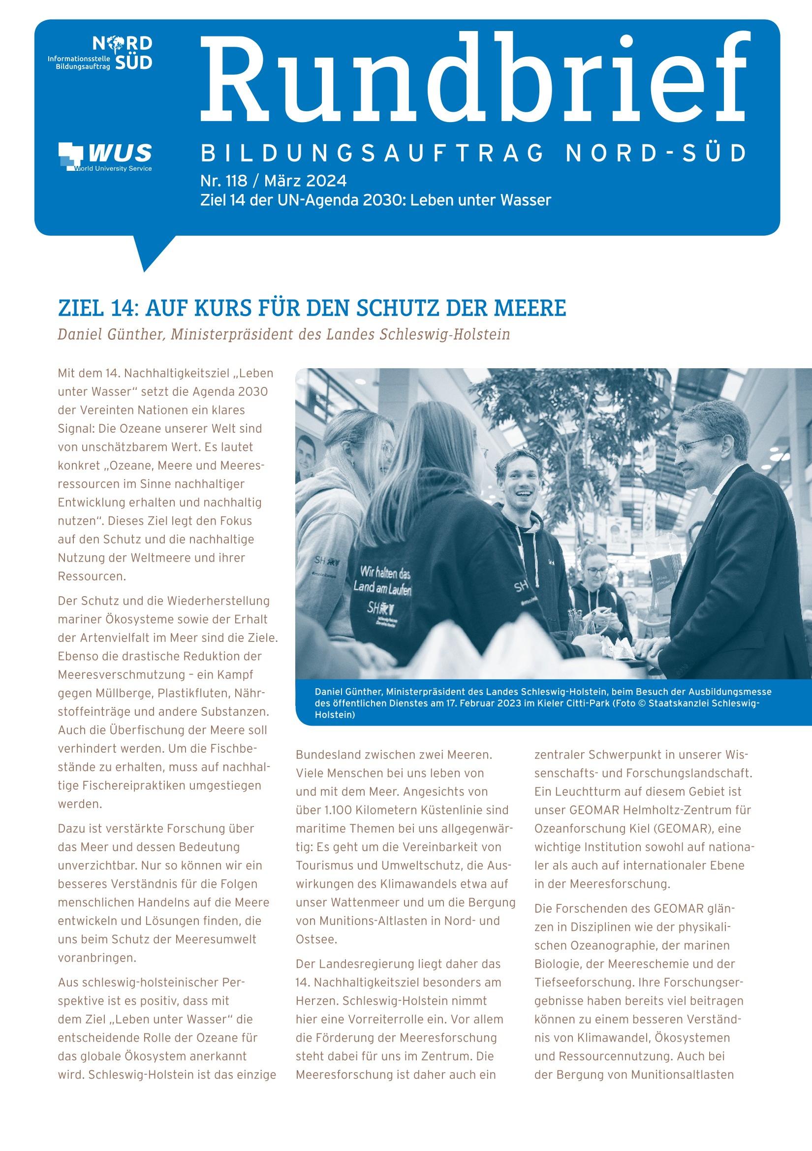 Cover des Rundbriefs Bildungsauftrag Nord-Süd Nr. 118