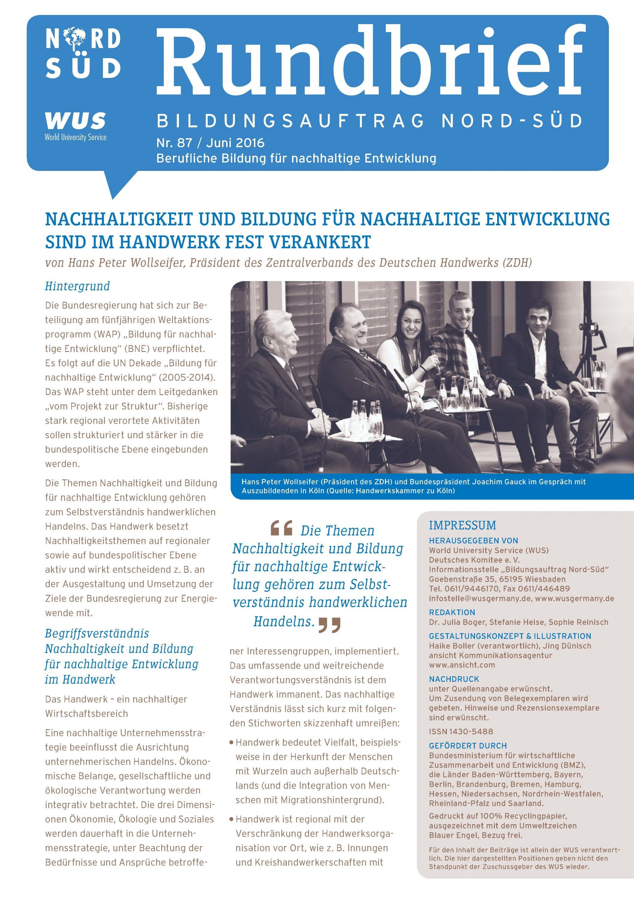 Cover des Rundbriefs Bildungsauftrag Nord-Süd Nr. 87