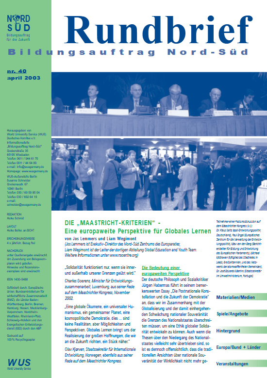 Cover des Rundbriefs Bildungsauftrag Nord-Süd Nr. 40