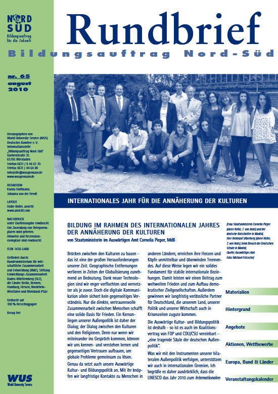 Cover des Rundbriefs Bildungsauftrag Nord-Süd Nr. 65
