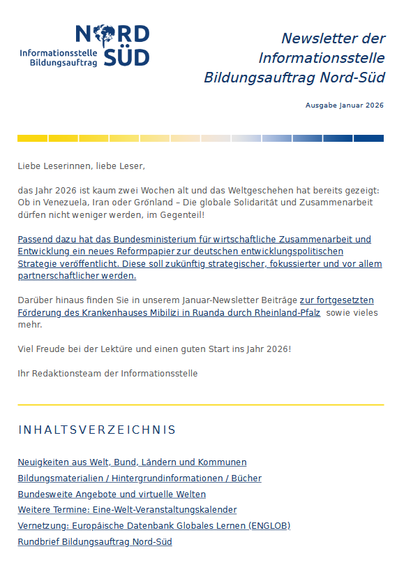 Newsletter Bildungsauftrag Nord-Süd / Januar 2026