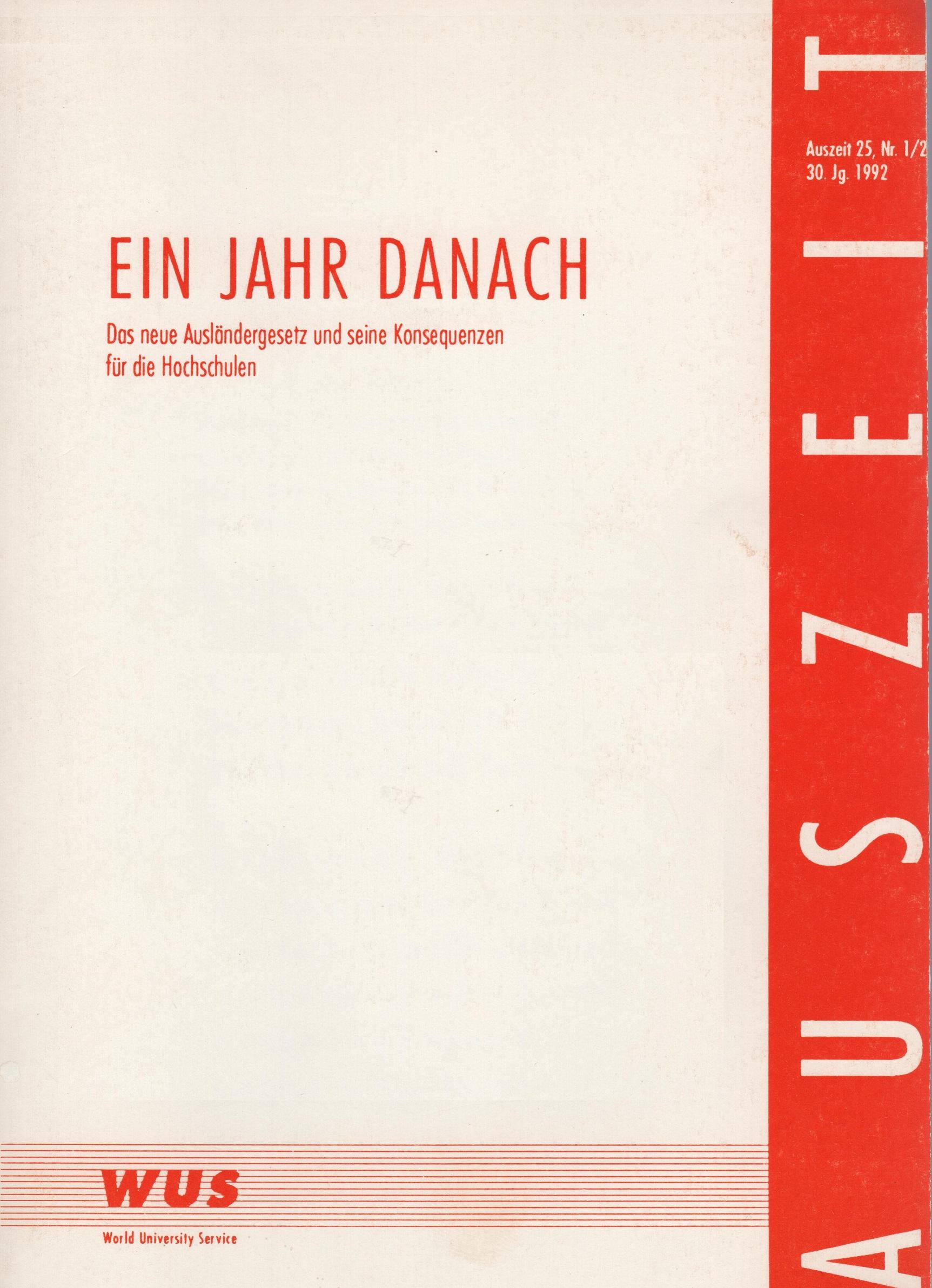 Titelblatt Ein Jahr danach