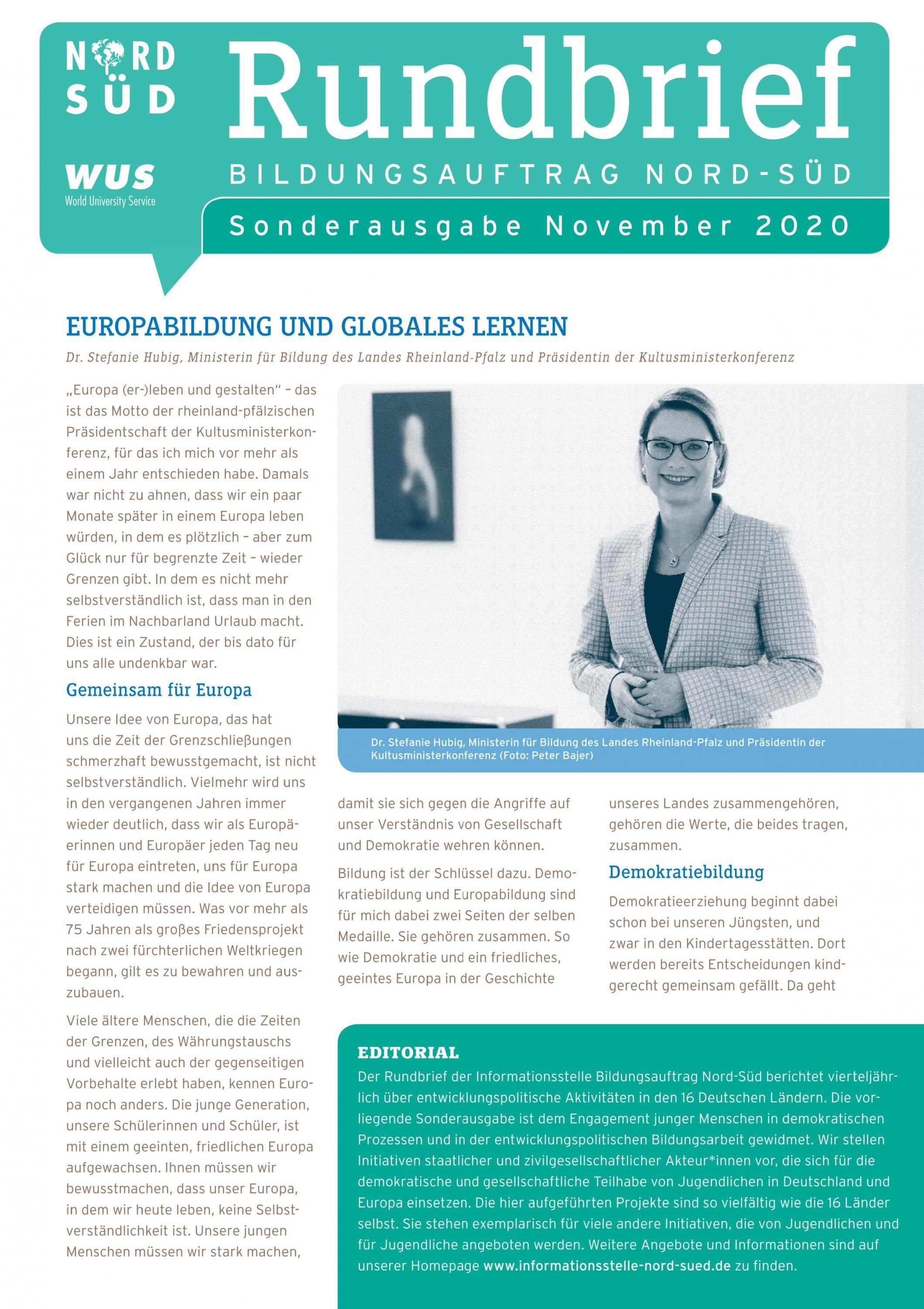 Cover des Sonderrundbriefs Bildungsauftrag Nord-Süd