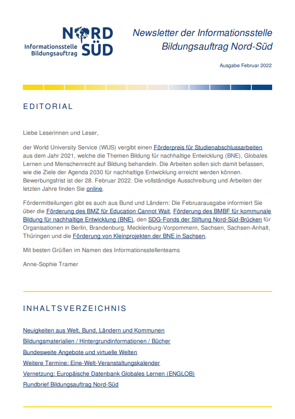 Newsletter Bildungsauftrag Nord-Süd / Februar 2022