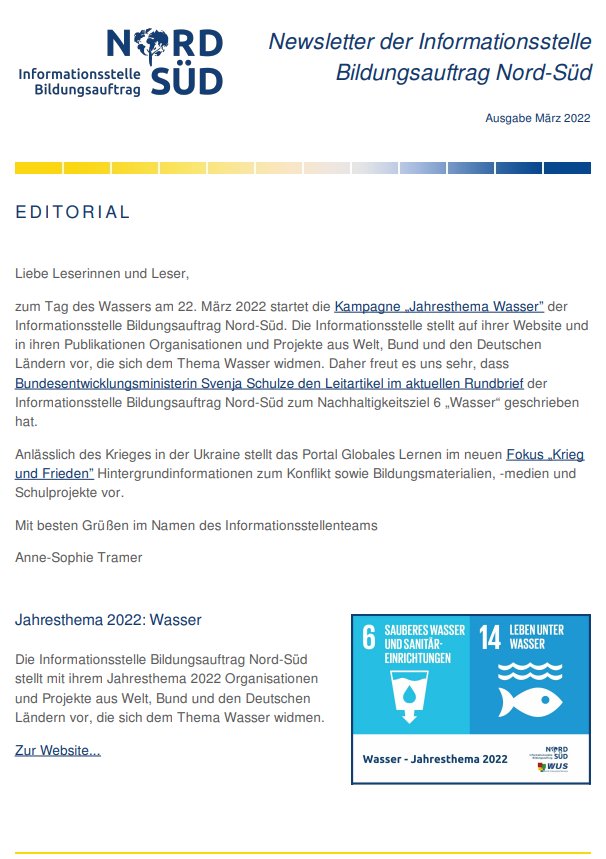 Newsletter Bildungsauftrag Nord-Süd / März 2022