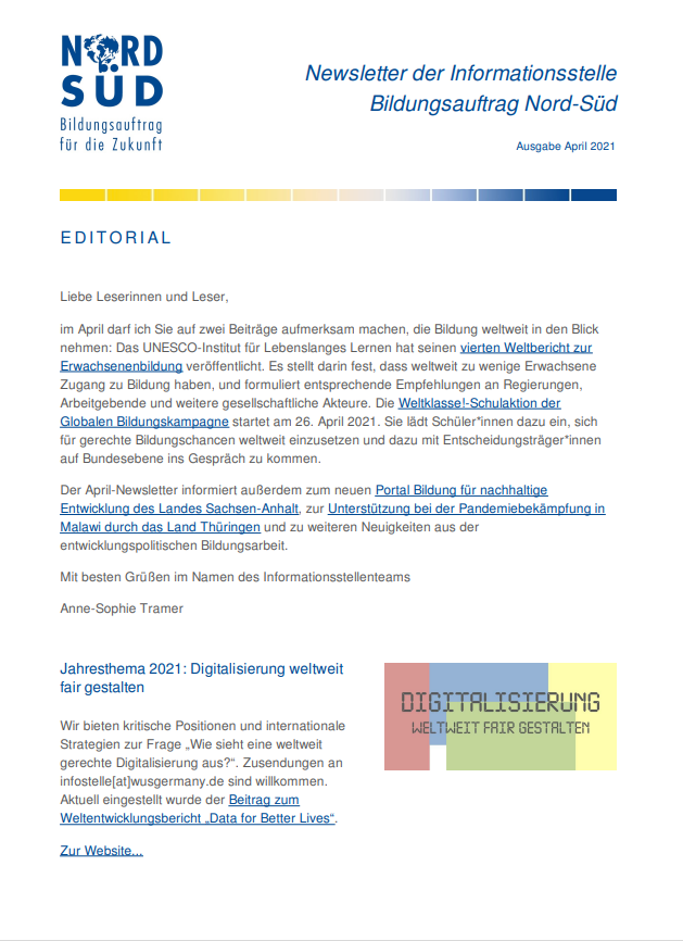 Vorschau Newsletter April 2021