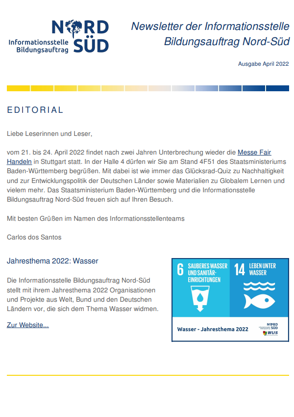 Newsletter Bildungsauftrag Nord-Süd / April 2022