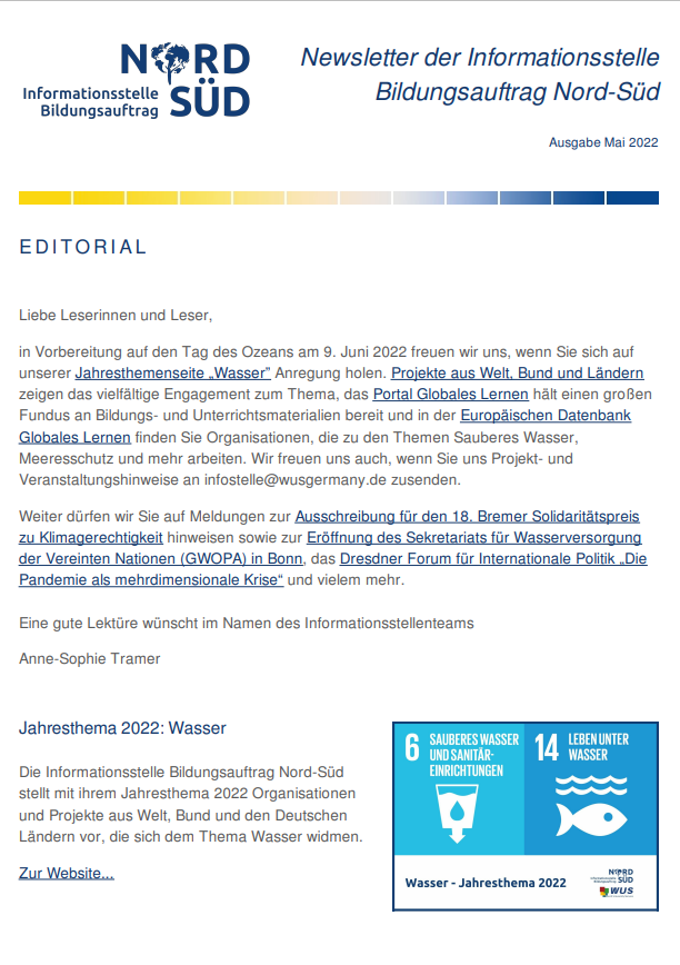 Newsletter Bildungsauftrag Nord-Süd / Mai 2022