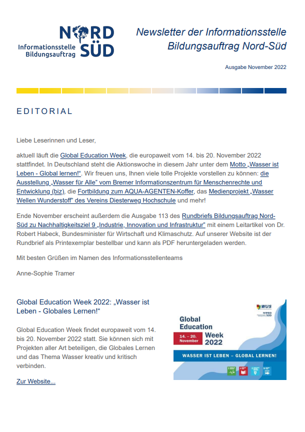Newsletter Bildungsauftrag Nord-Süd / November 2022