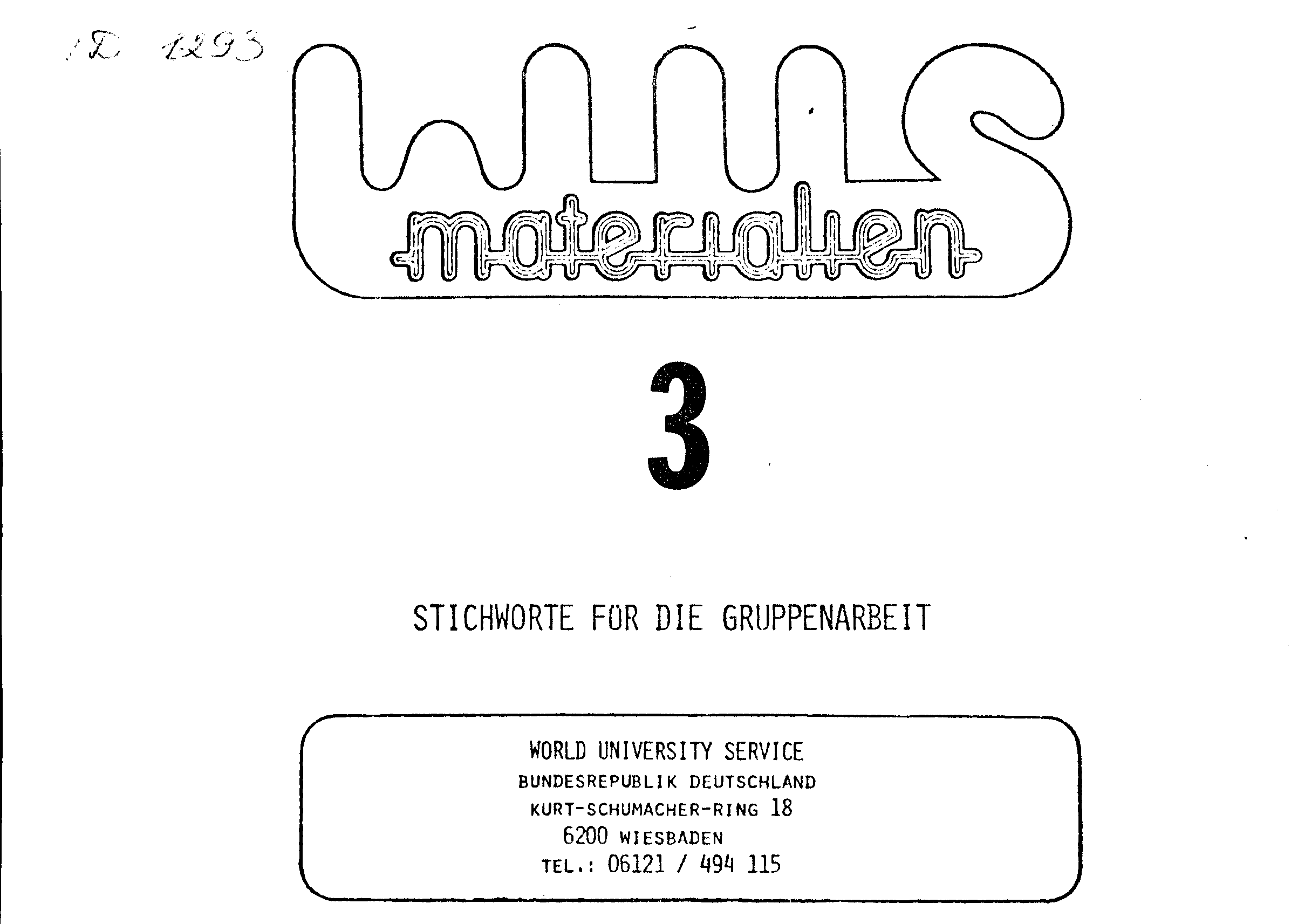 WUS Materialien 3 – Stichworte für die Gruppenarbeit