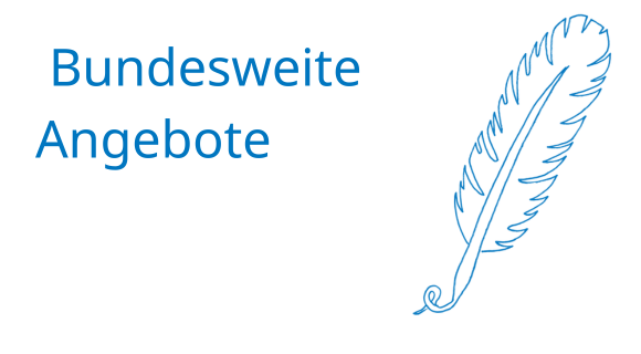 Stilisierte Feder mit danebenstehendem Schriftzug "Bundesweit"