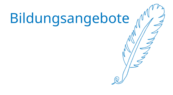 Stilisierte Feder mit danebenstehendem Schriftzug "Bildungsangebote"
