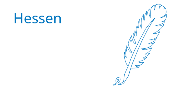 Stilisierte Feder mit danebenstehendem Schriftzug "Hessen"
