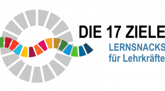 Logo Fortbildungsreihe „Die 17 Nachhaltigkeitsziele – Lernsnacks für Lehrkräfte“. Quelle: Werkstatt Globales Lernen